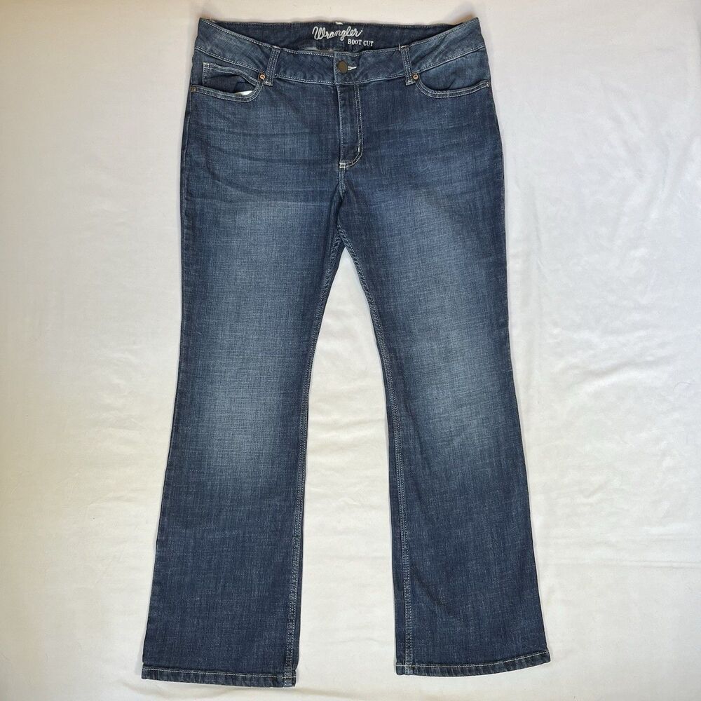 Wrangler Mid Rise Bootcut Jeans Womens 17x32 (38x31) Blue Stretch Denim Western